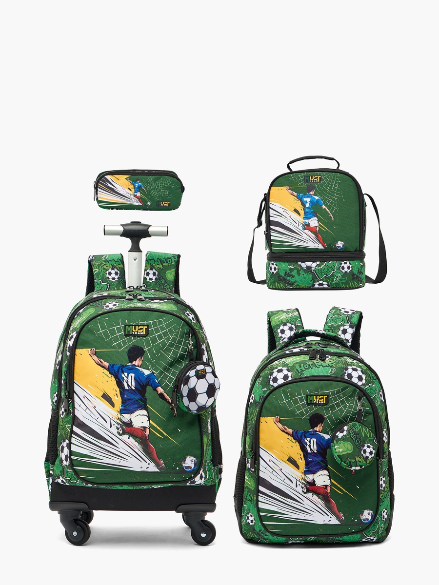 Football Print Backpack with Padded Straps - 17 inches