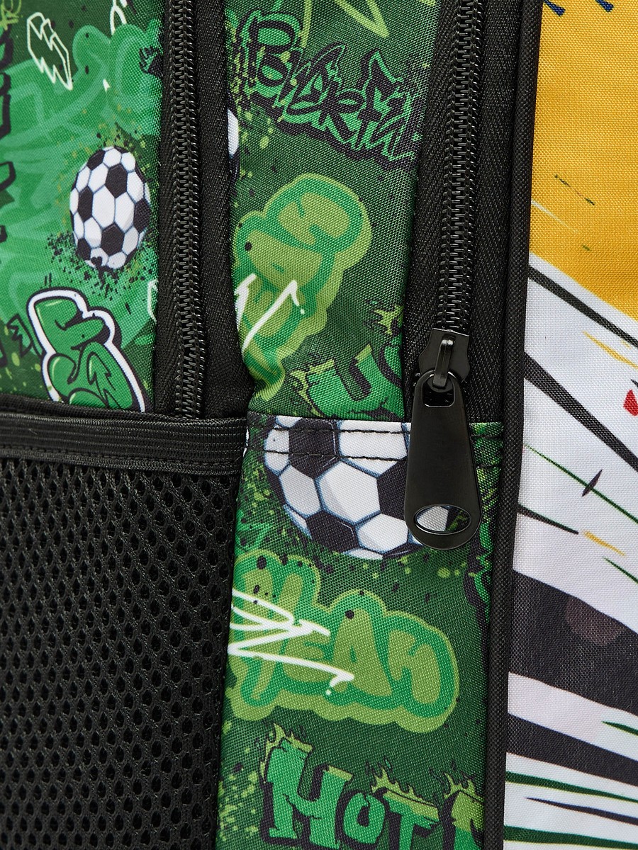 Football Print Backpack with Padded Straps - 17 inches