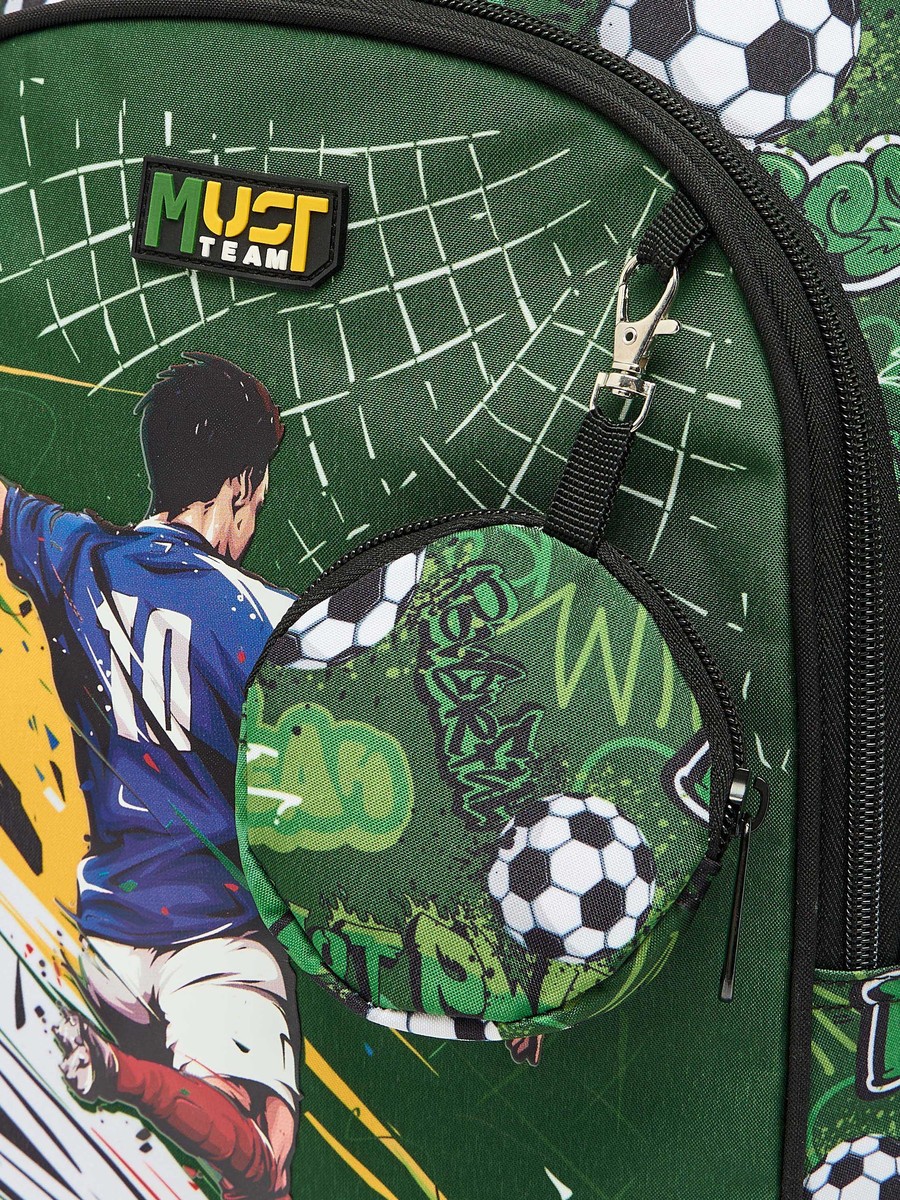 Football Print Backpack with Padded Straps - 17 inches