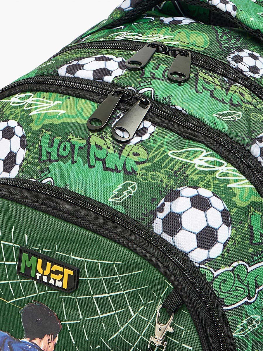 Football Print Backpack with Padded Straps - 17 inches