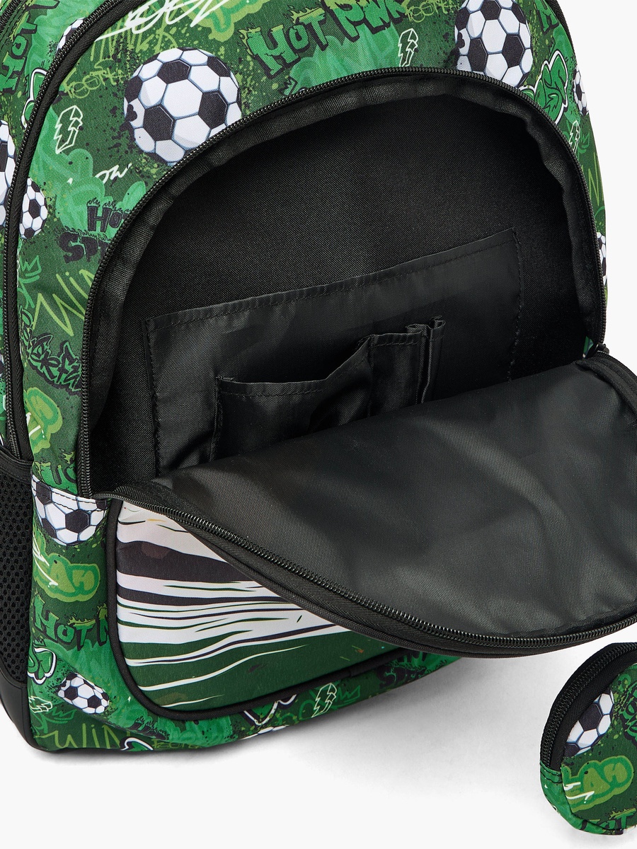 Football Print Backpack with Padded Straps - 17 inches