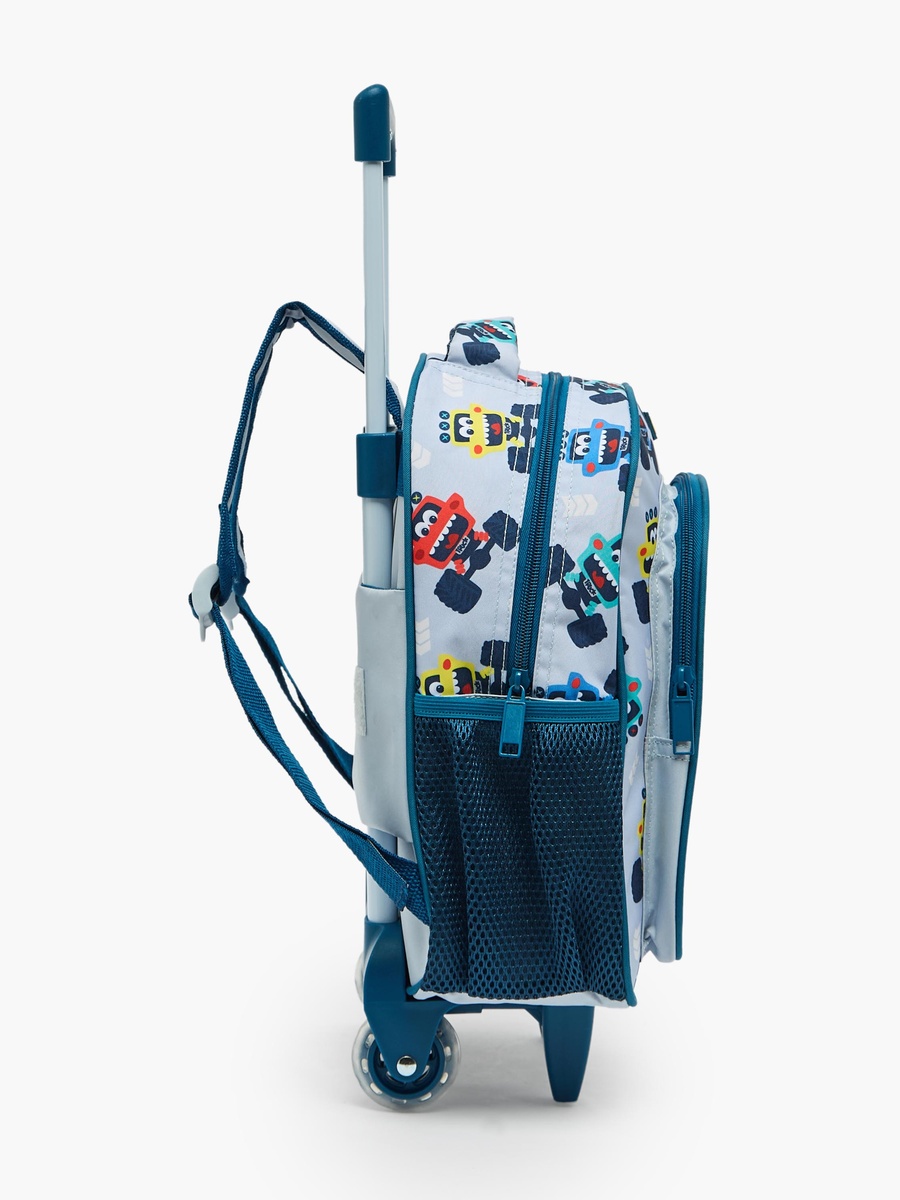 Printed 3-Piece School Trolley Bag Set with Lunch Bag - 12 inches