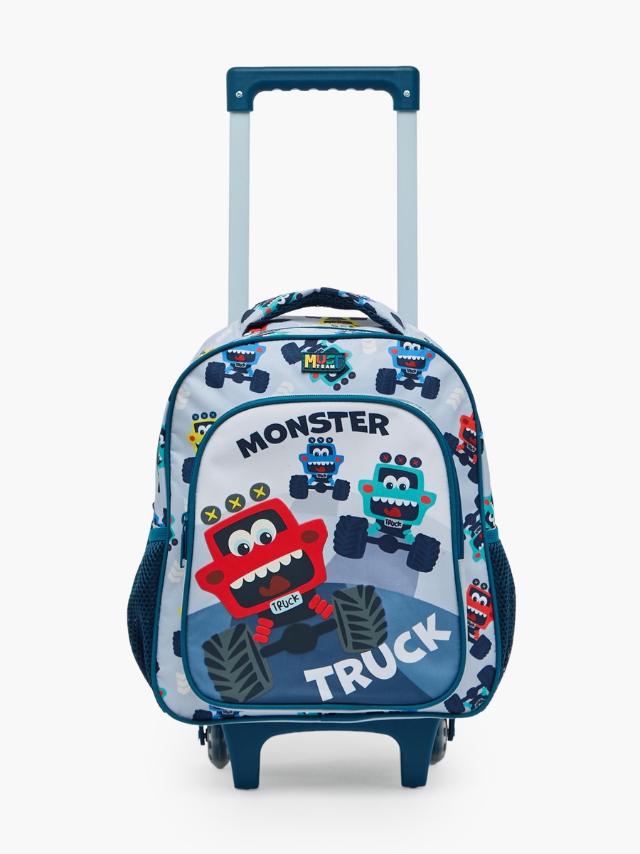 Printed 3-Piece School Trolley Bag Set with Lunch Bag - 12 inches