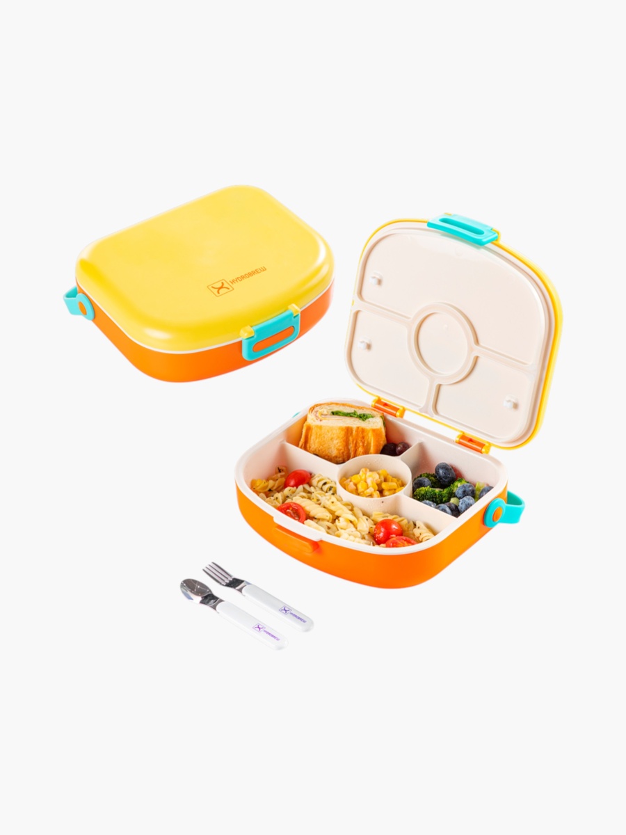 4-Compartment Bento Lunch Box with Spoon and Fork