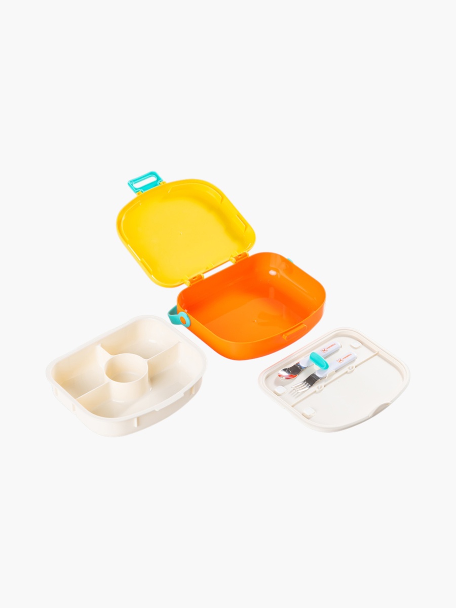 4-Compartment Bento Lunch Box with Spoon and Fork