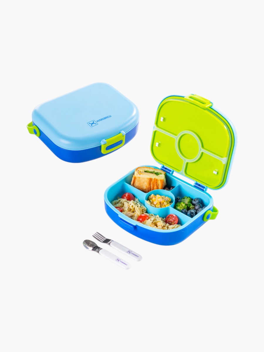 4-Compartment Bento Lunch Box with Spoon and Fork