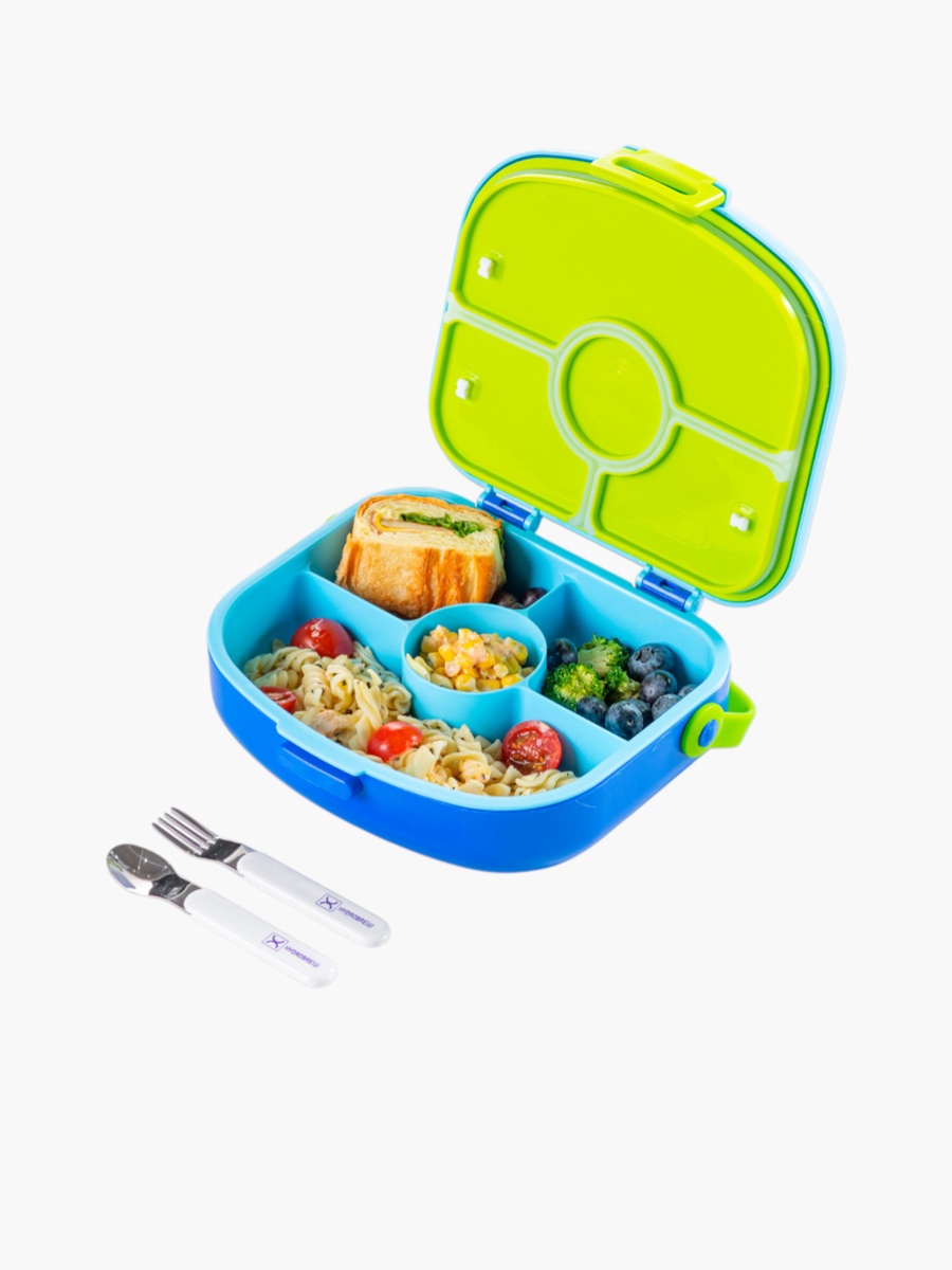 4-Compartment Bento Lunch Box with Spoon and Fork