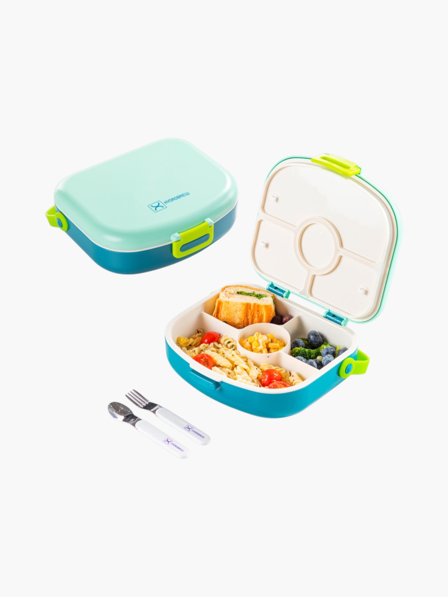 4-Compartment Bento Lunch Box with Spoon and Fork
