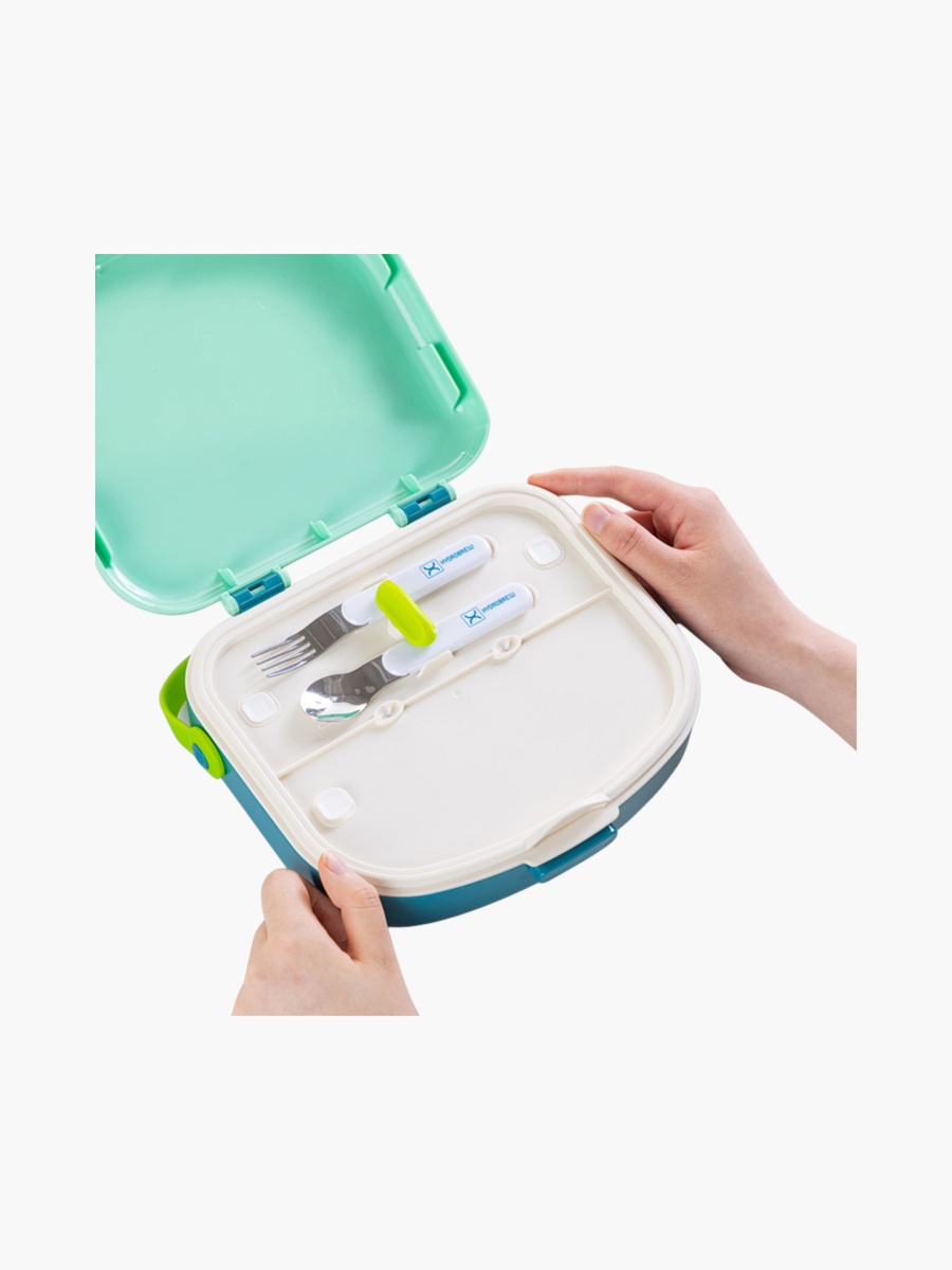 4-Compartment Bento Lunch Box with Spoon and Fork