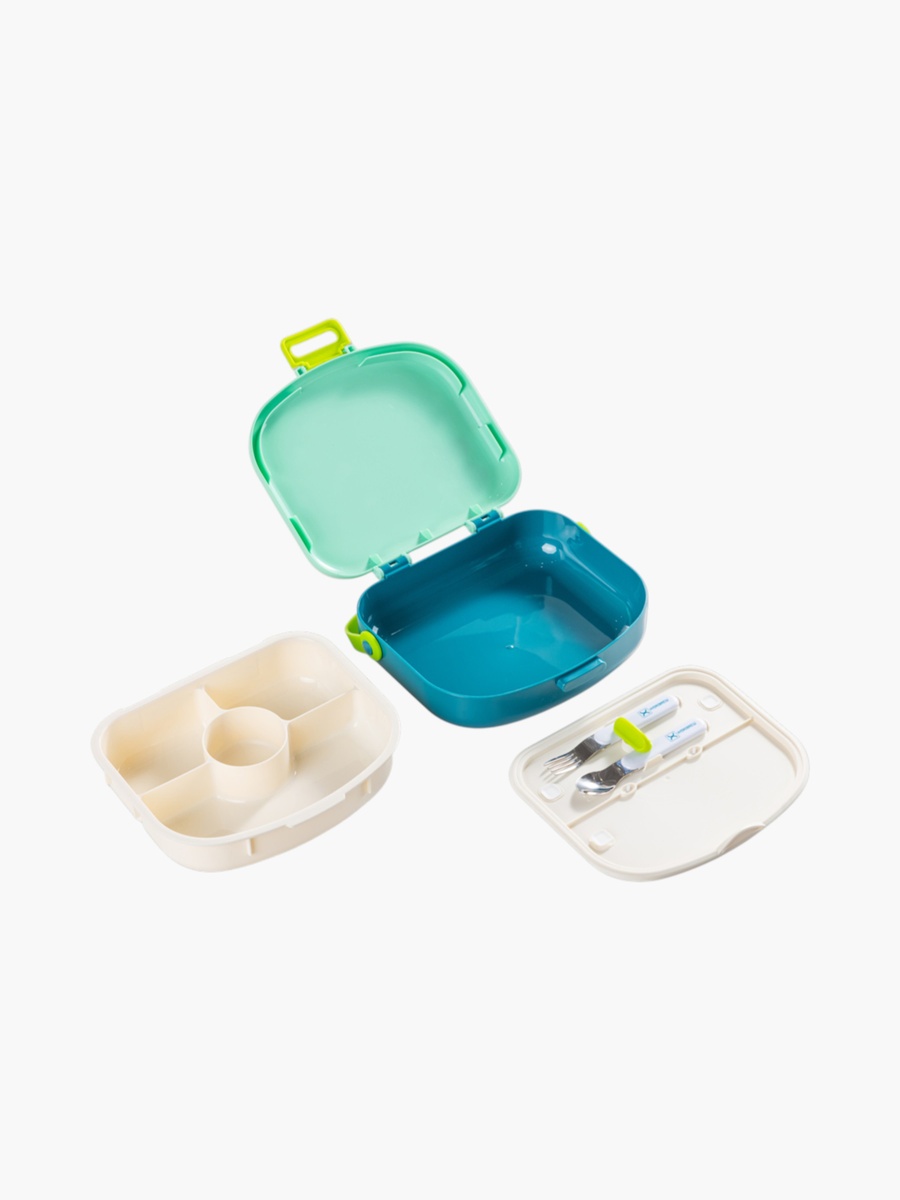 4-Compartment Bento Lunch Box with Spoon and Fork