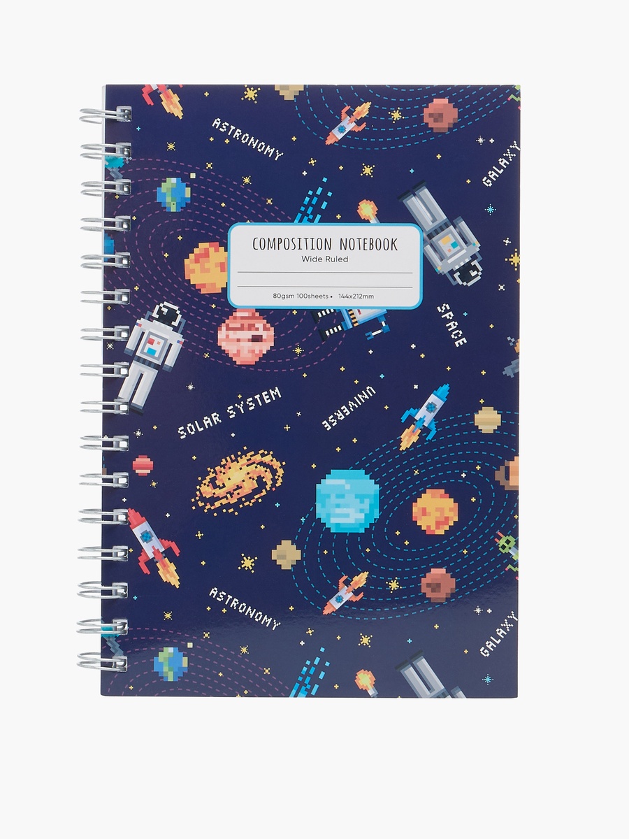 Space Print Softcover Notebook with Spiral Binding - 100 Pages