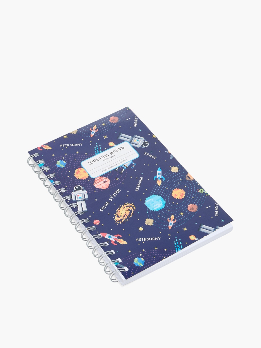 Space Print Softcover Notebook with Spiral Binding - 100 Pages