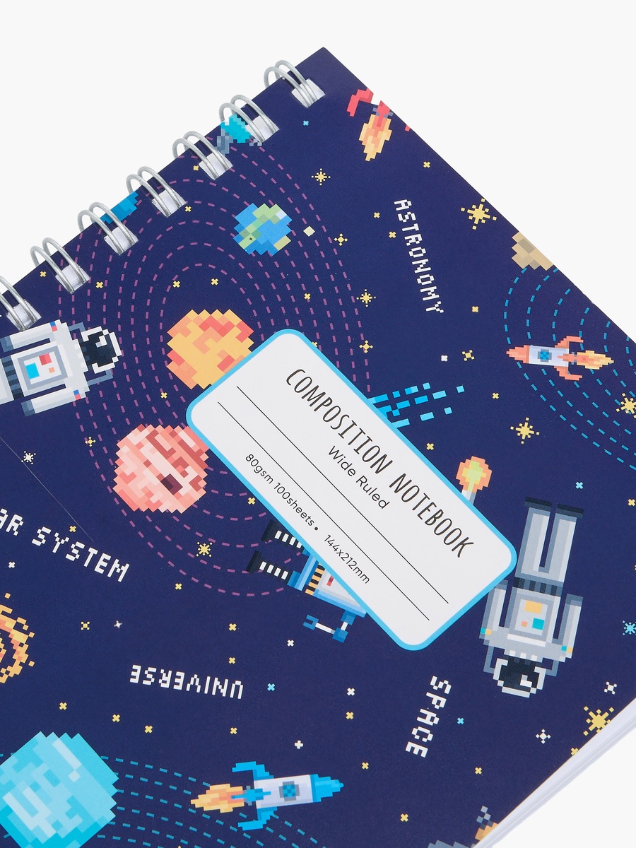 Space Print Softcover Notebook with Spiral Binding - 100 Pages