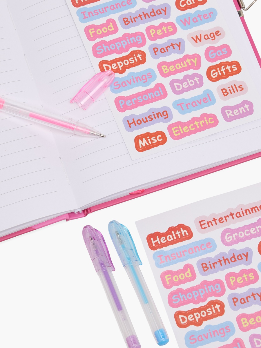 Heart Print Stationery Set with Notebook, Pens, Stickers - Set of 6