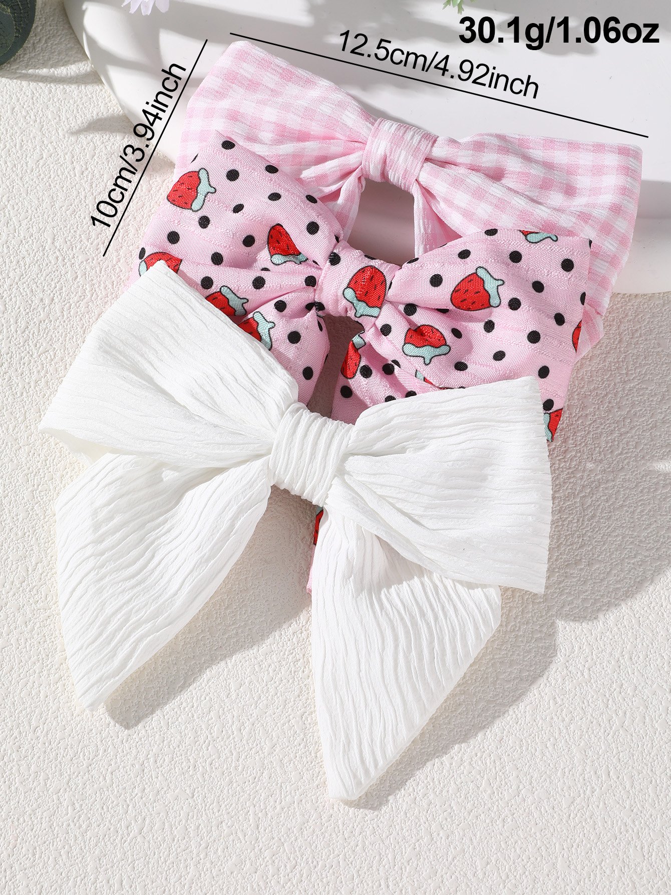 Pack of 3 - Girls Muti-Color Strawberry and Gingham Hair Bows