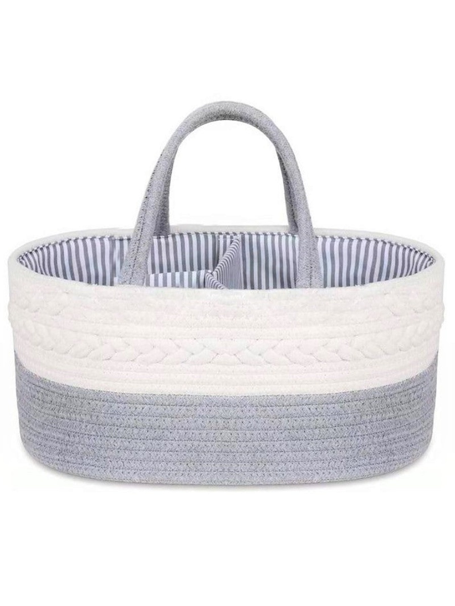 Cotton Rope Diaper Caddy - Grey