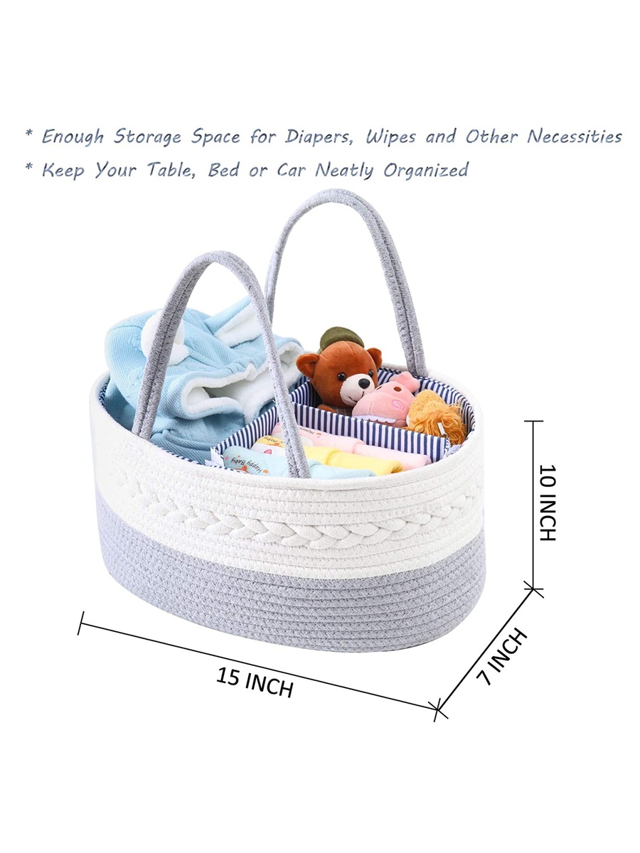 Cotton Rope Diaper Caddy - Grey