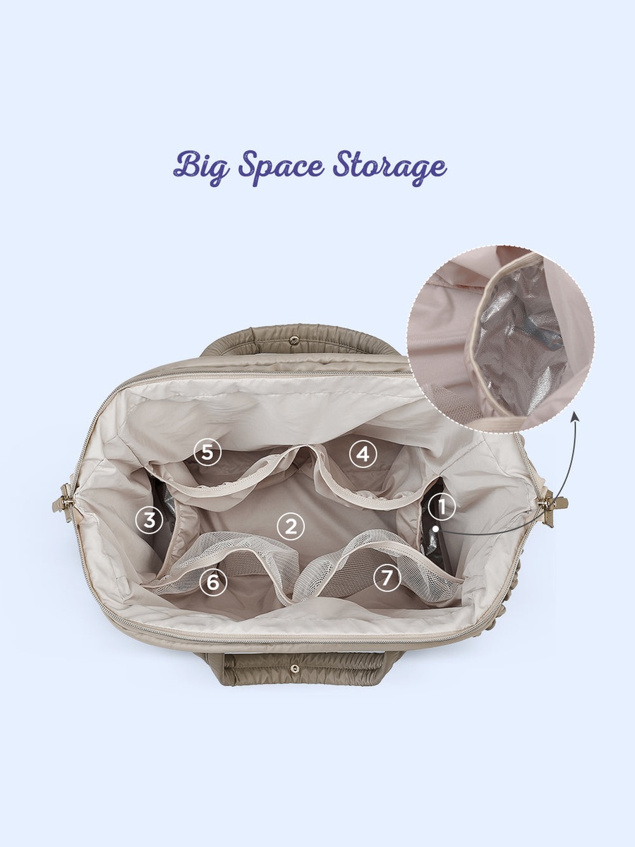 Elva Diaper Bag with Stroller Straps - Beige