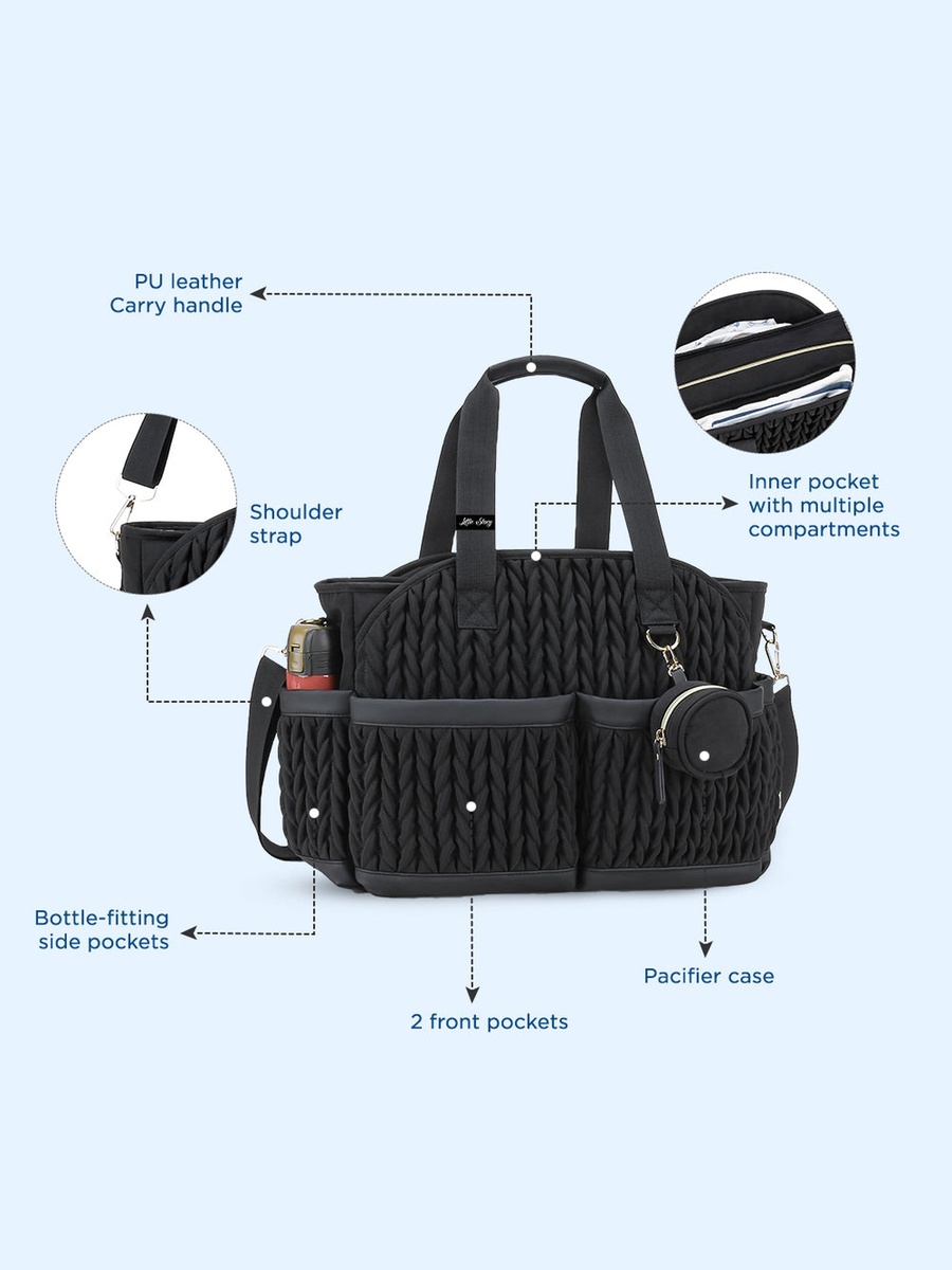 Nova Tote with Pacifier Pod - Black