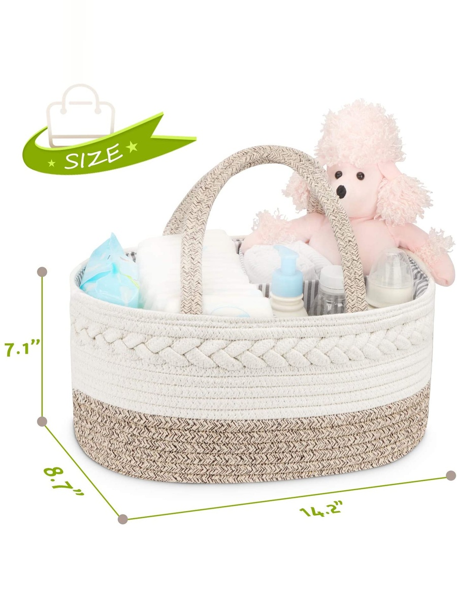 Cotton Rope Diaper Caddy - Ivory