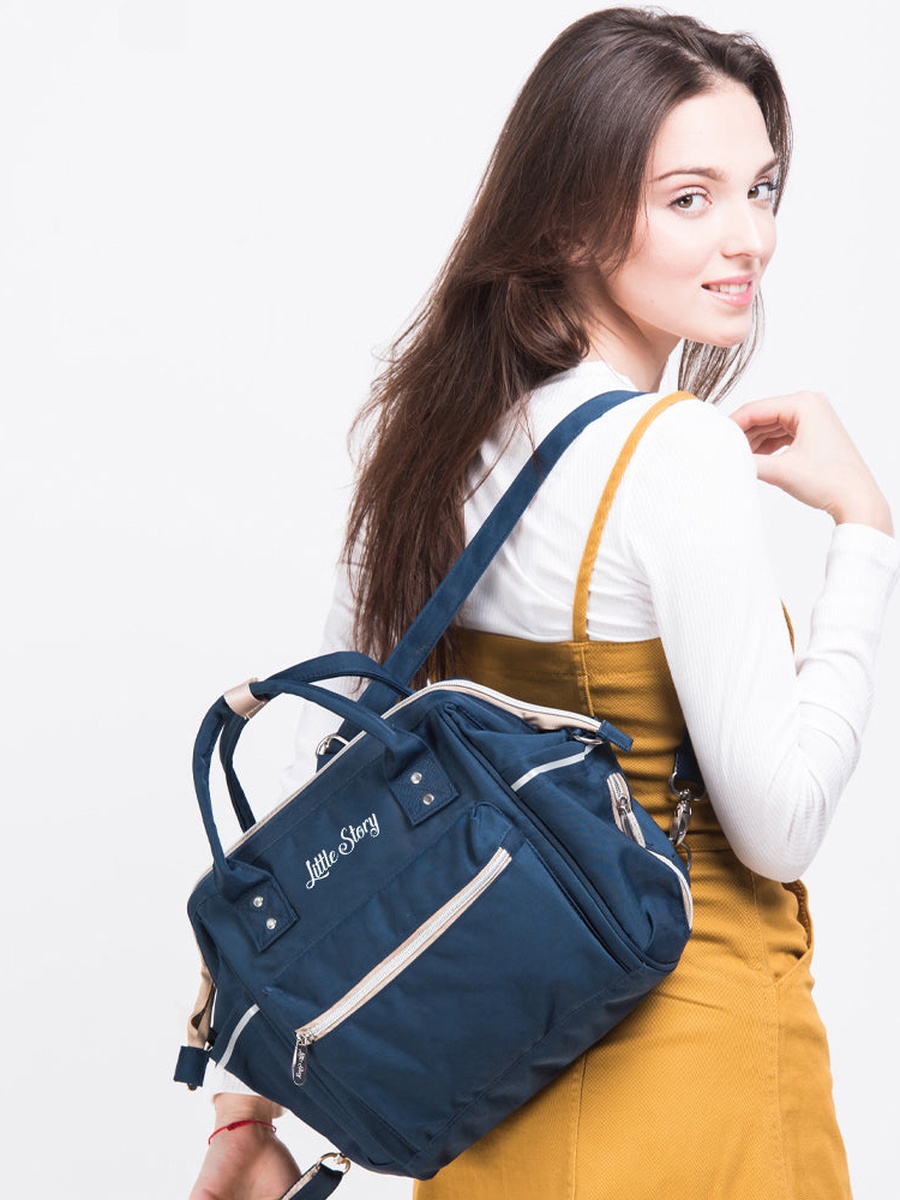 حقيبة حفاضات أيس باللون الأزرق والبيج
