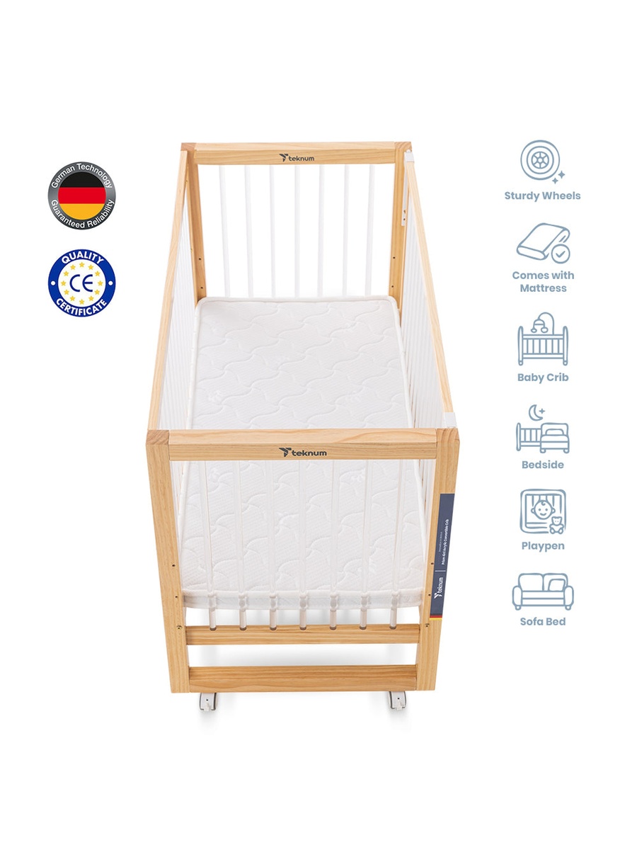 Prism 4in1 Acrylic Convertible Crib with Mattress - Natural Brown