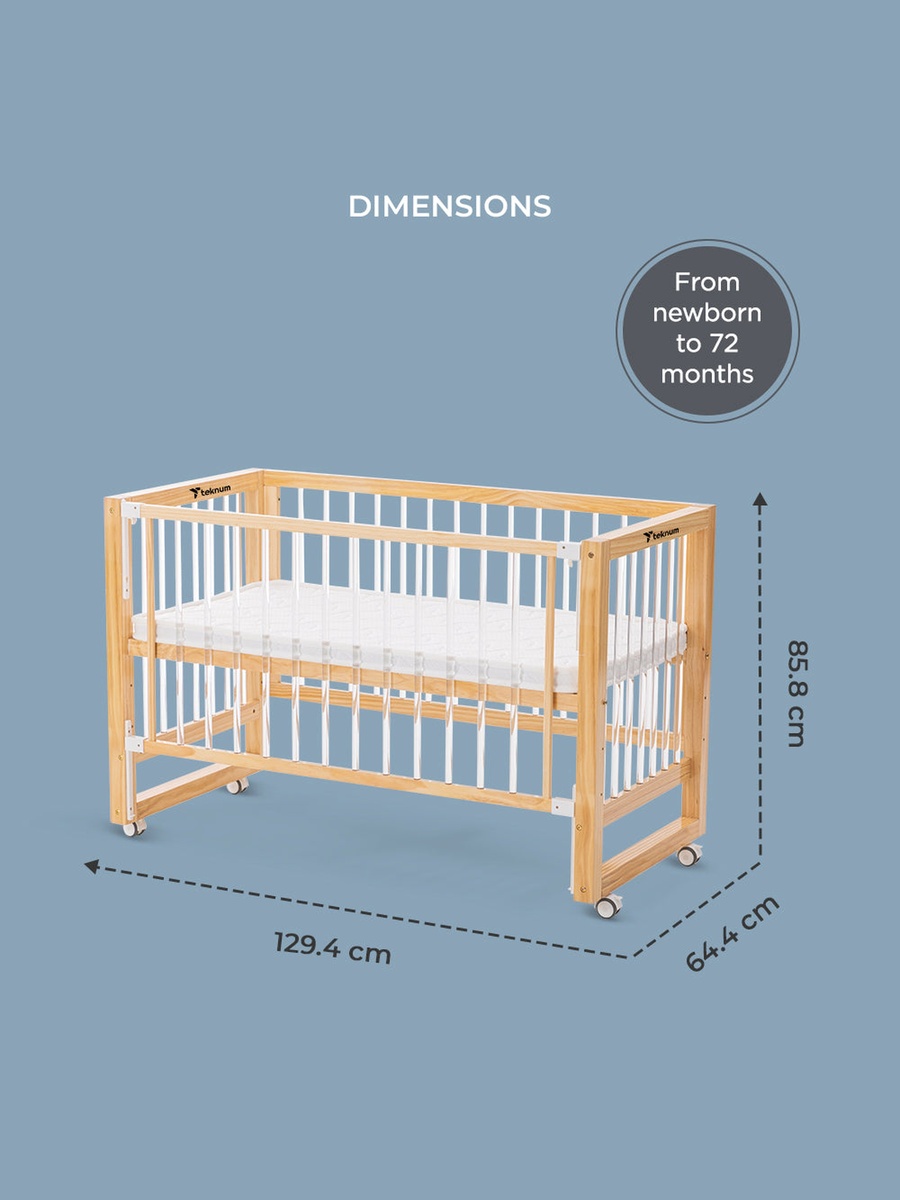 Prism 4in1 Acrylic Convertible Crib with Mattress - Natural Brown
