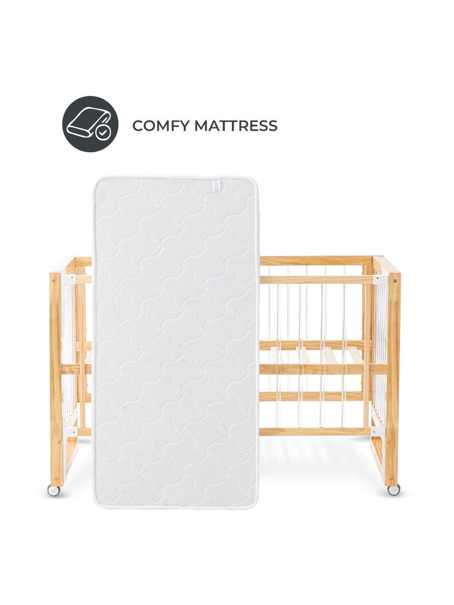 Prism 4in1 Acrylic Convertible Crib with Mattress - Natural Brown