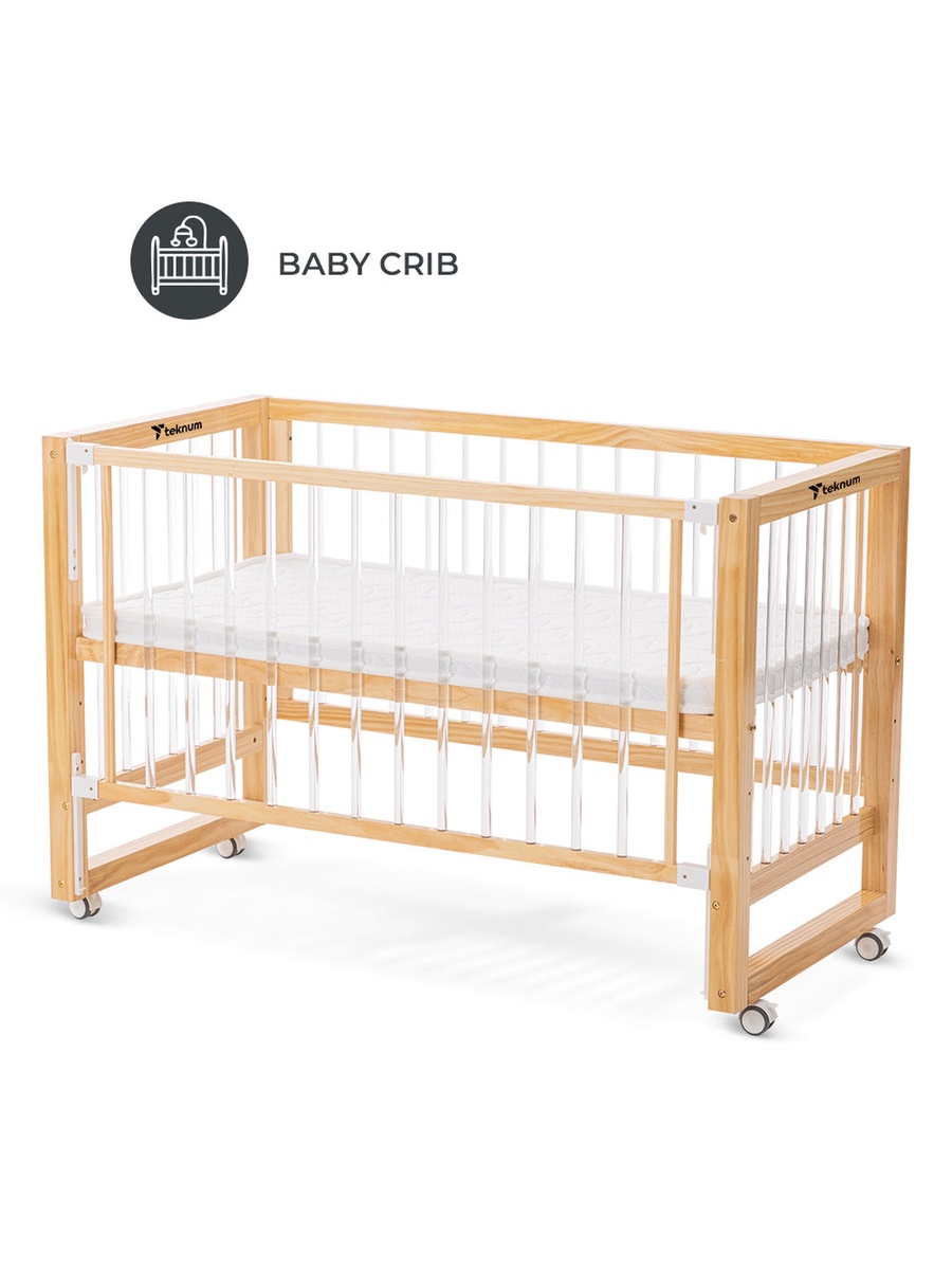 Prism 4in1 Acrylic Convertible Crib with Mattress - Natural Brown