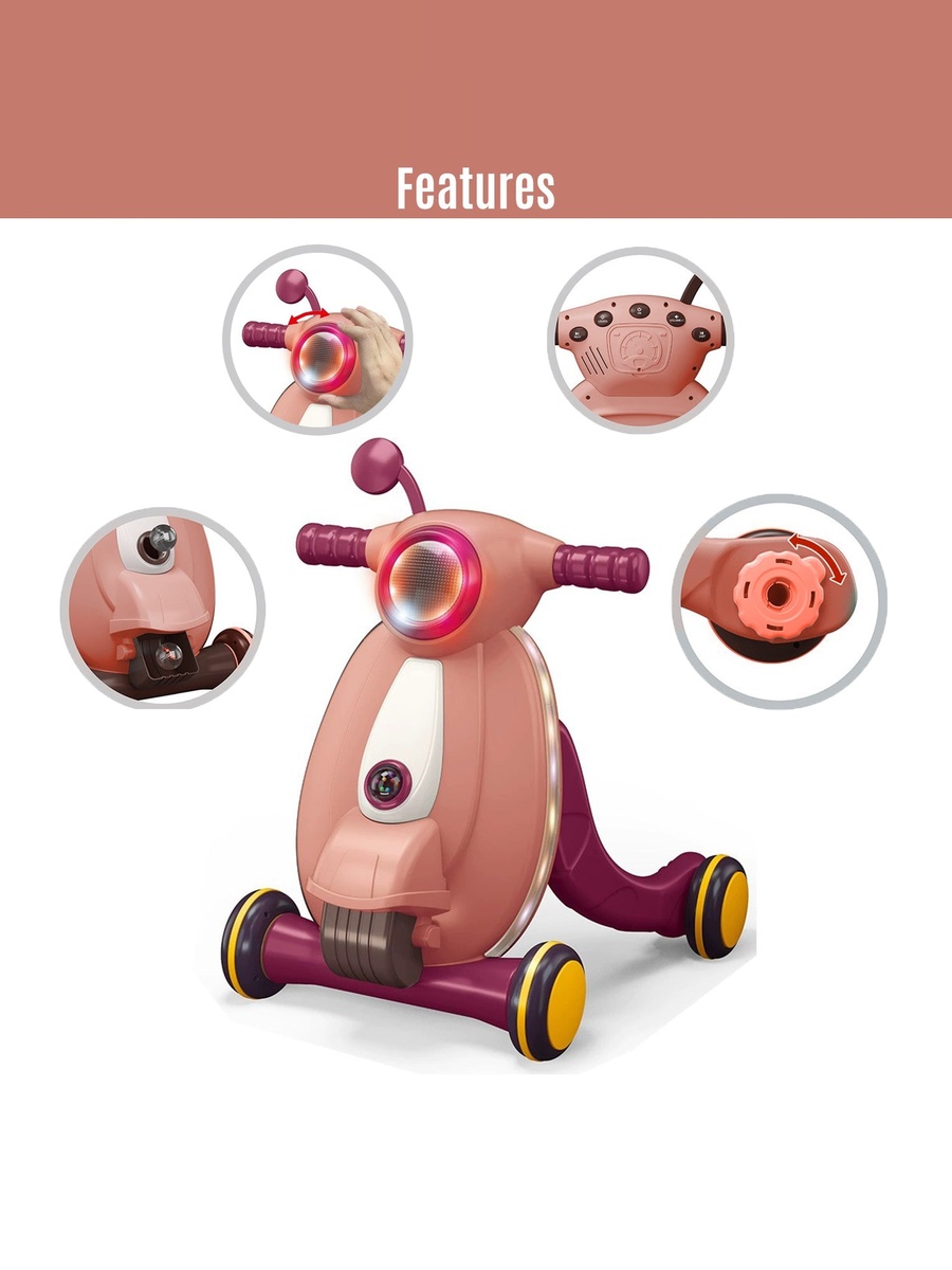 Multifunctional Baby Walker with Light and Music - Pink