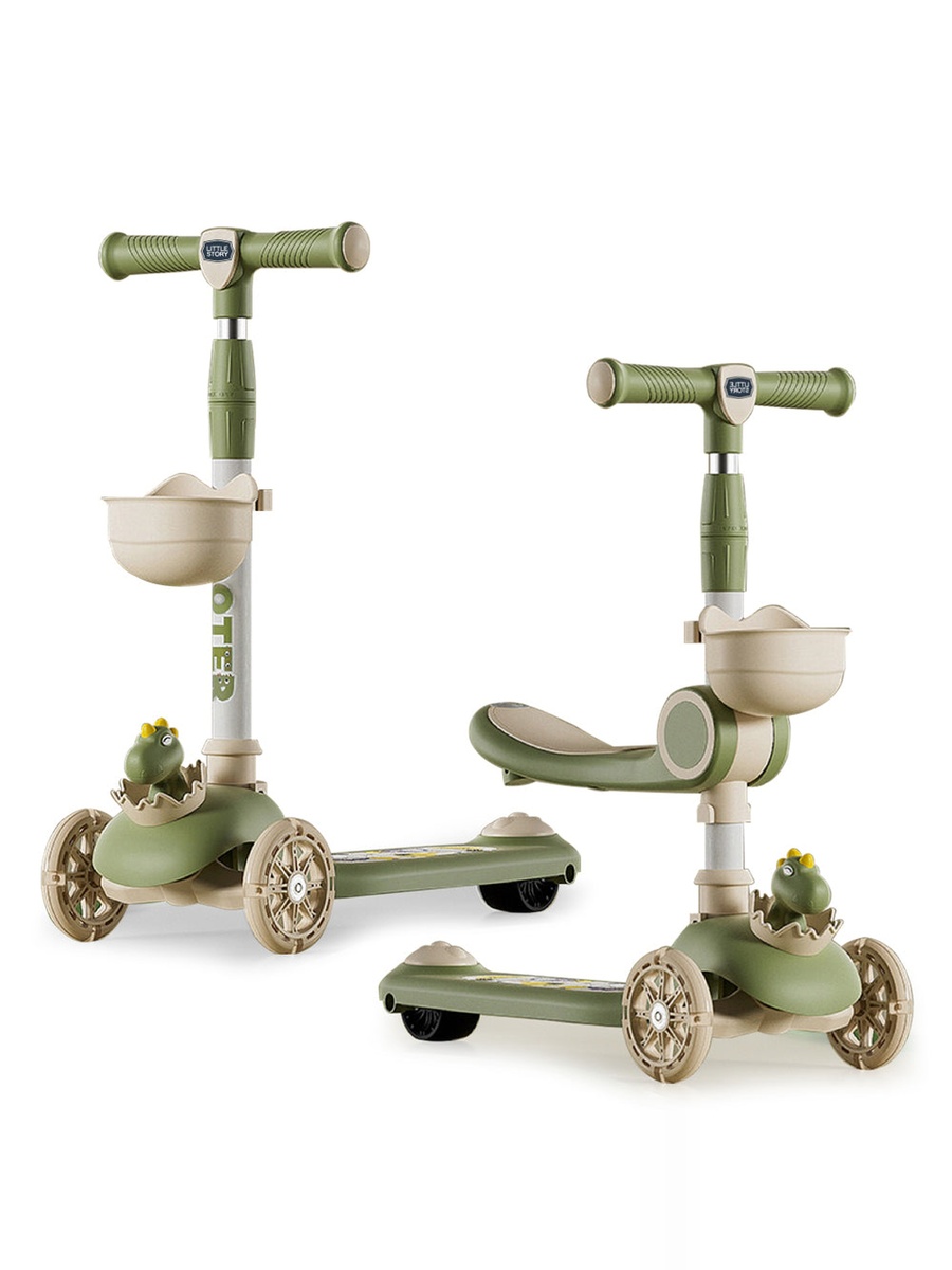 Kids Scooter and Ride On - Dinosaur Green