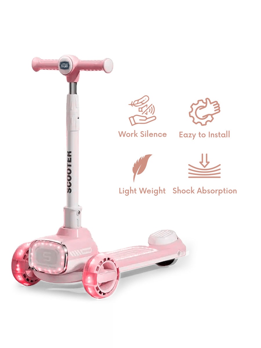 Kids Scooter with Ride On and Push Handle - Pink