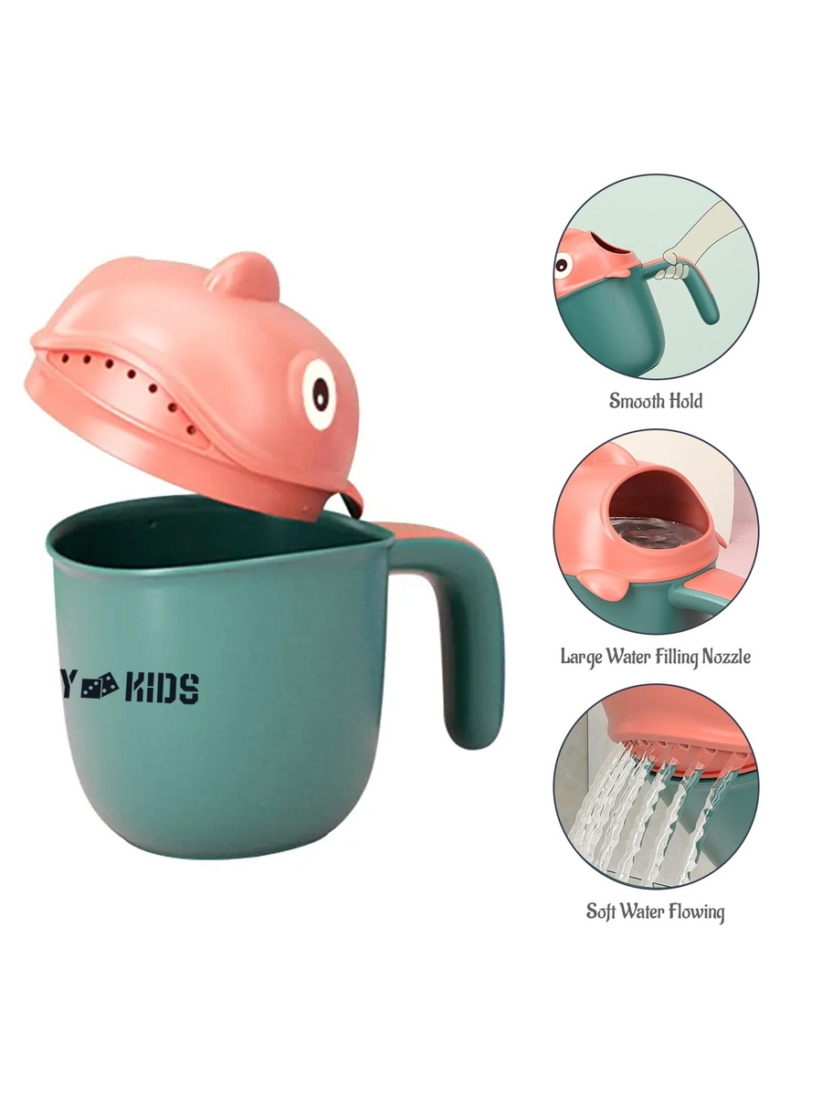 Baby Head Shampoo Wash Rinse Shower Mug - Green, 500ml