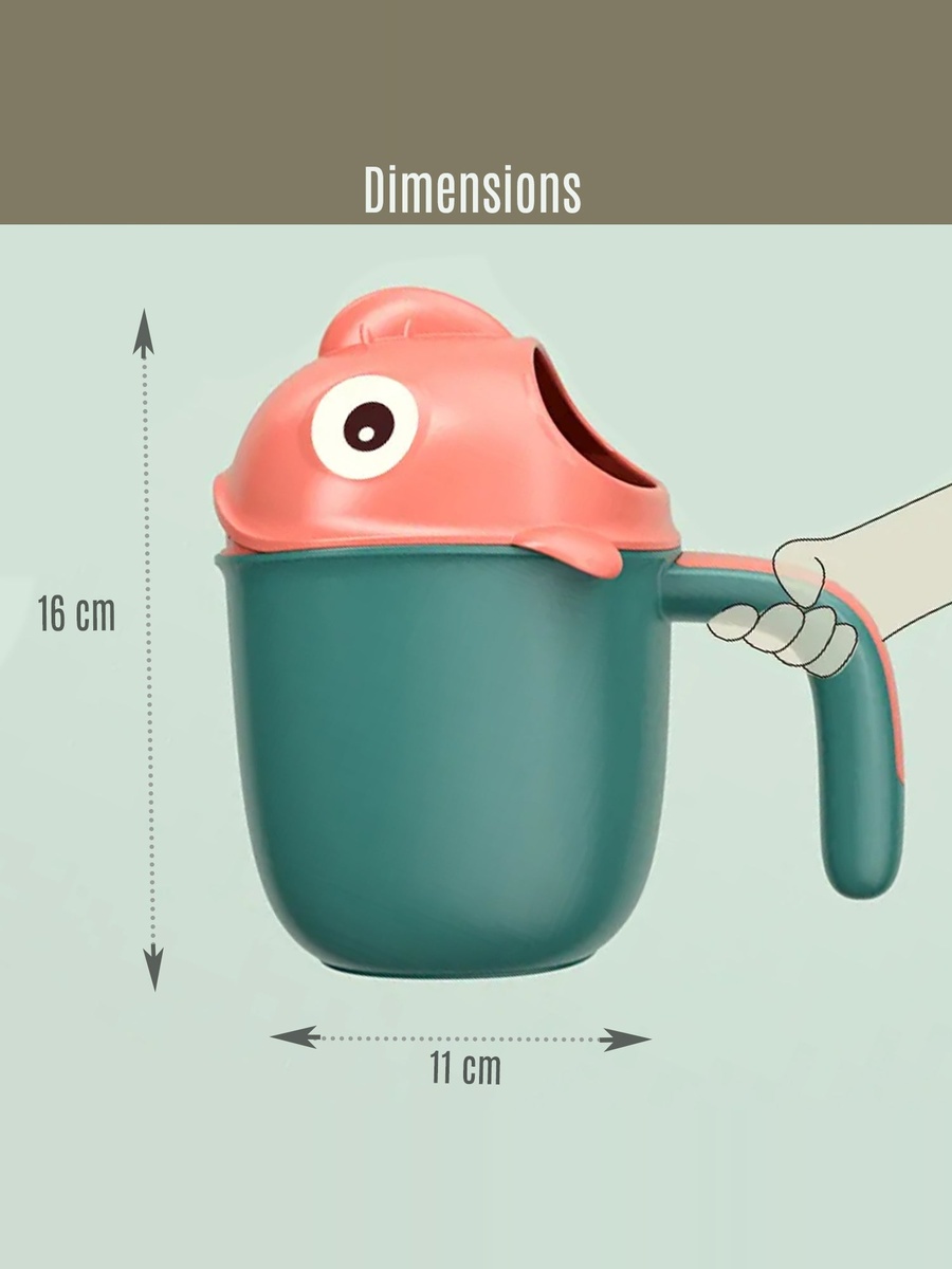 Baby Head Shampoo Wash Rinse Shower Mug - Green, 500ml