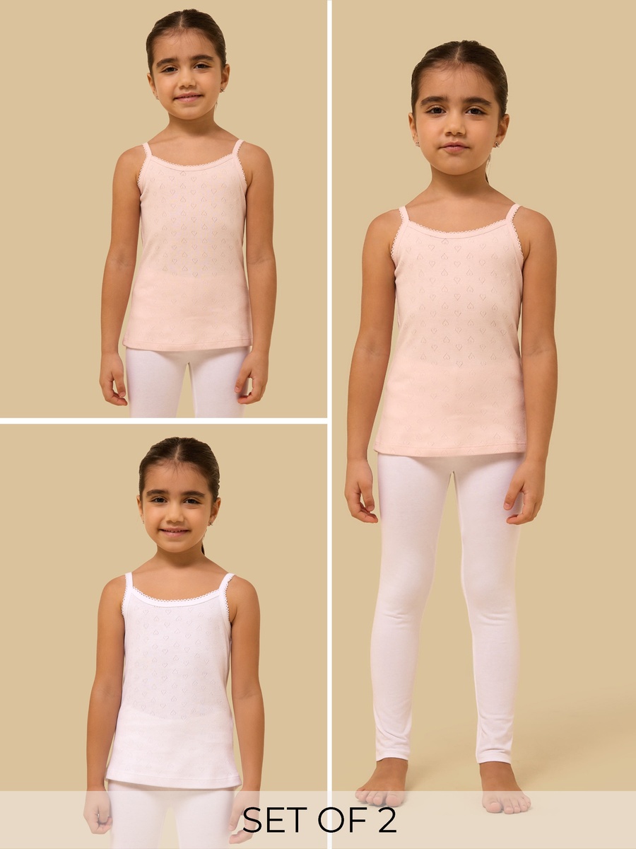 Pack of 2 - Textured Pointelle Vest