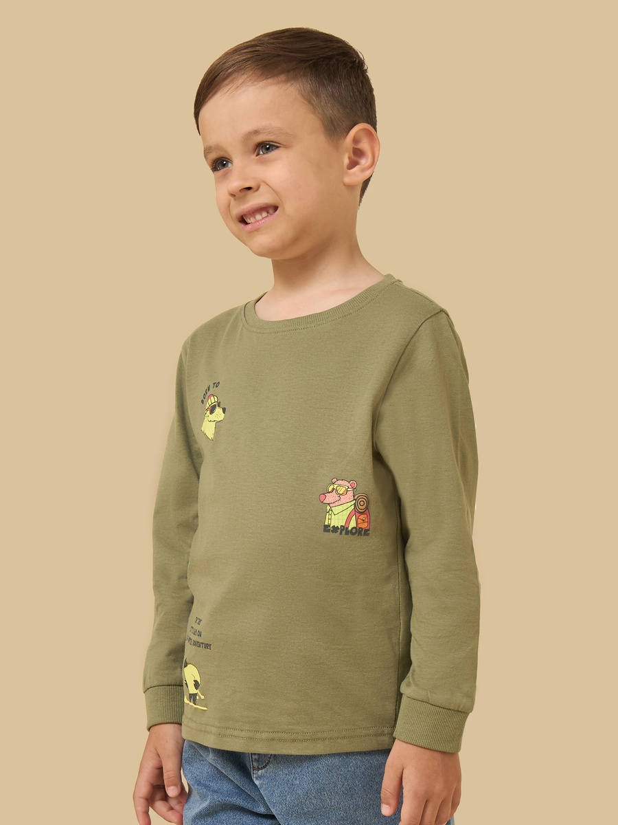 Bear Print Cotton T-Shirt