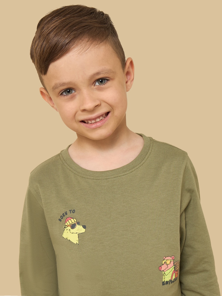 Bear Print Cotton T-Shirt