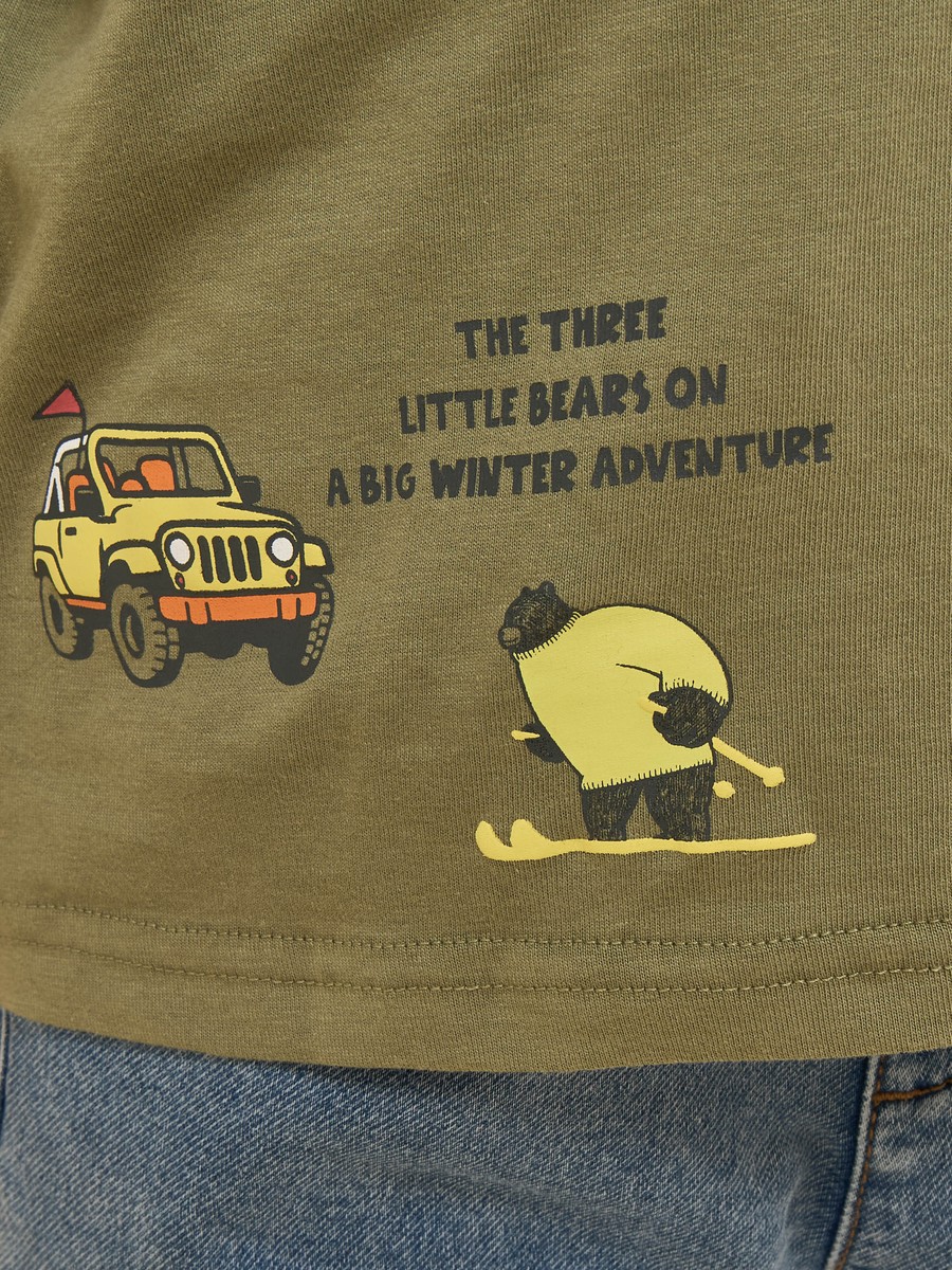 Bear Print Cotton T-Shirt