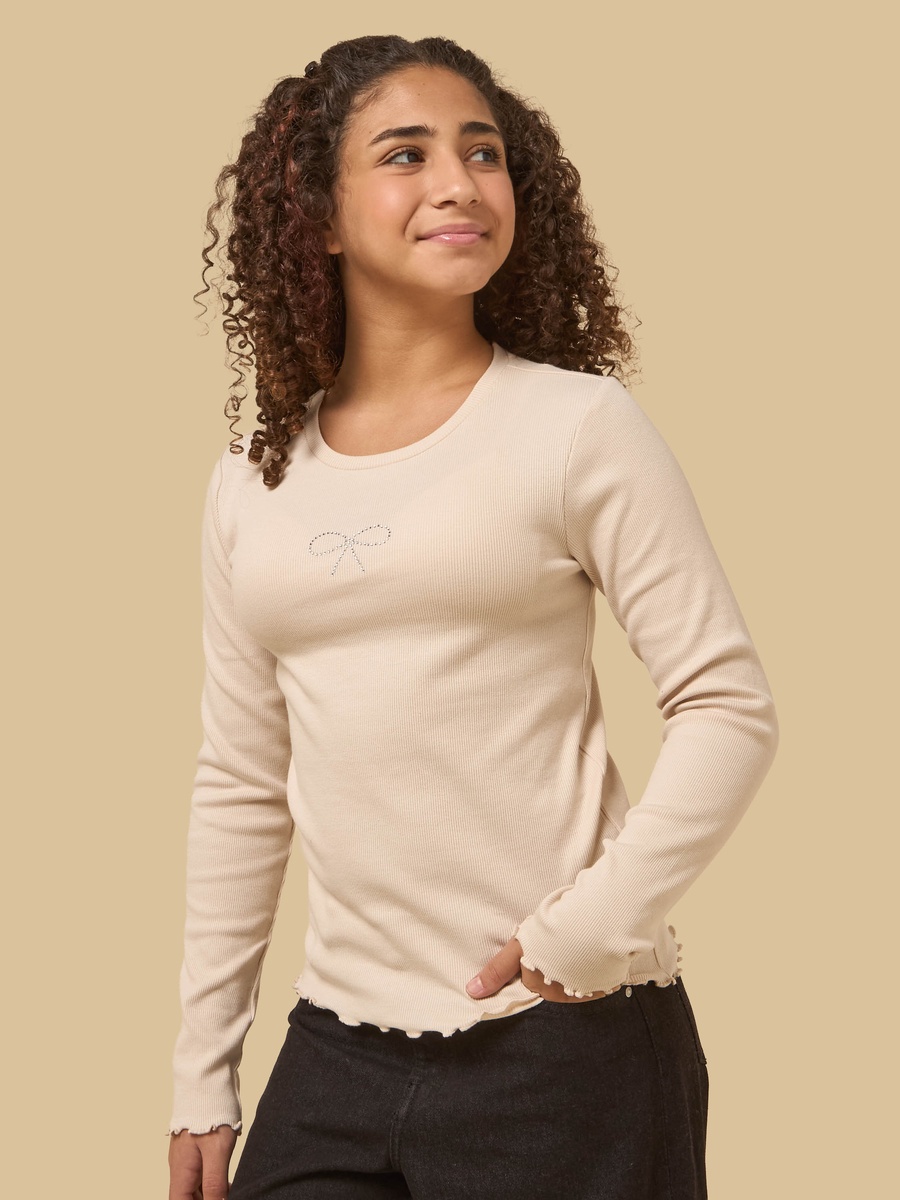 Embellished Ribbed Cotton T-Shirt