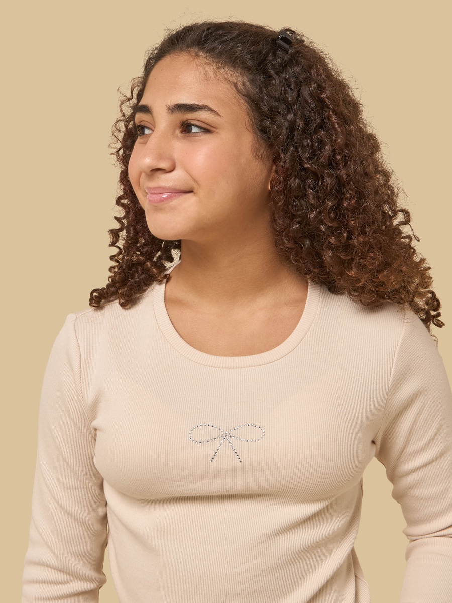 Embellished Ribbed Cotton T-Shirt