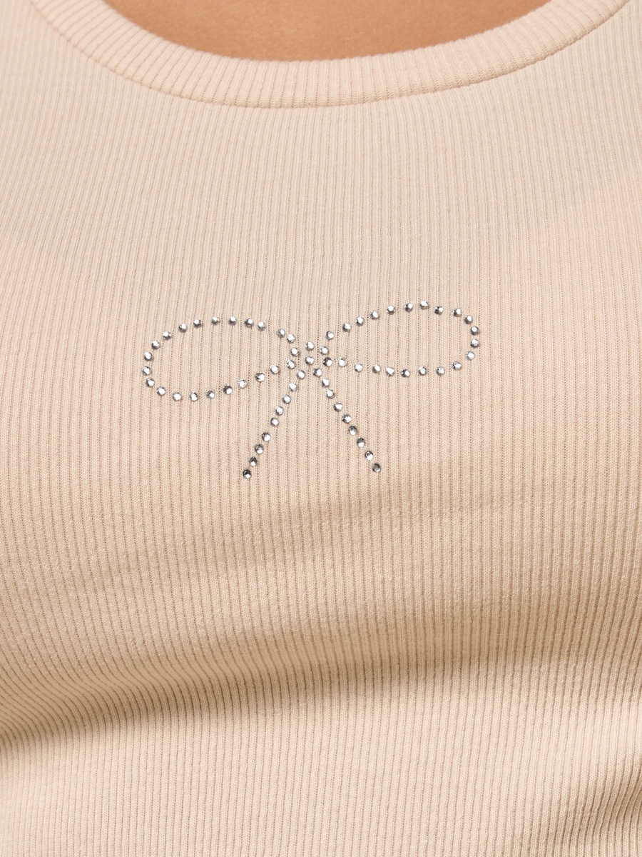 Embellished Ribbed Cotton T-Shirt