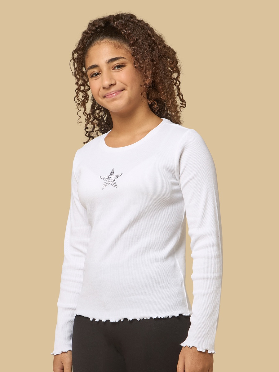 Embellished Lettuce Hem T-Shirt