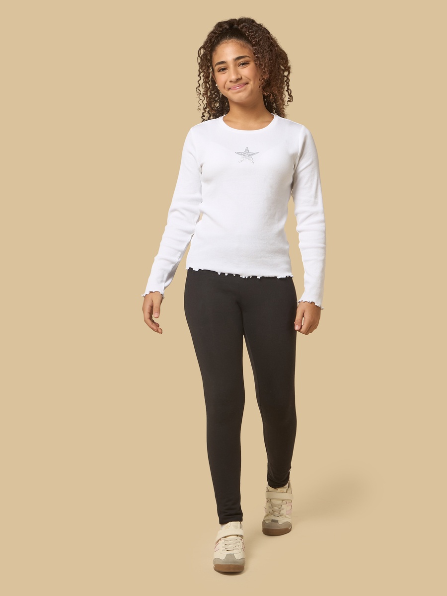Embellished Lettuce Hem T-Shirt