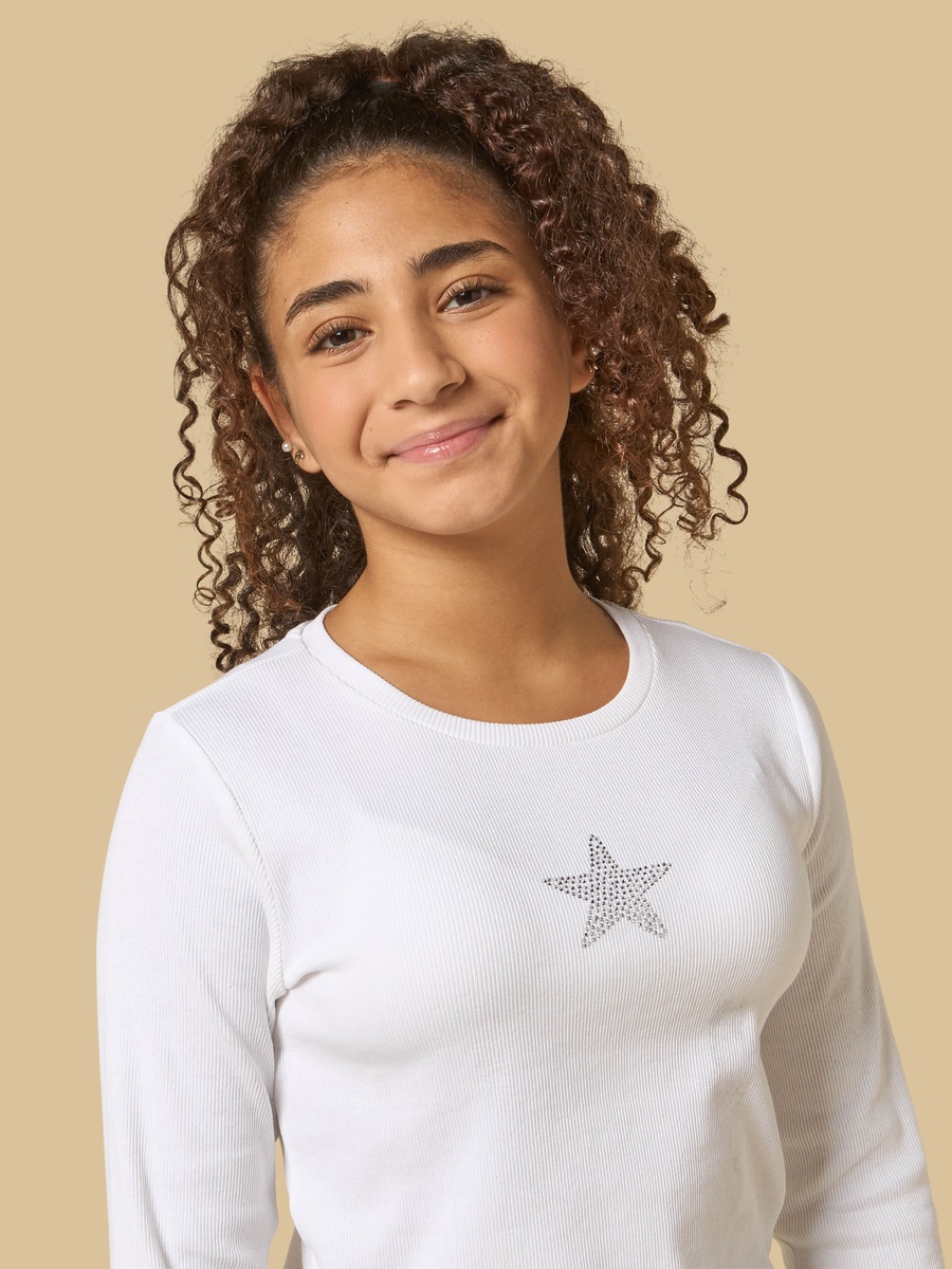 Embellished Lettuce Hem T-Shirt