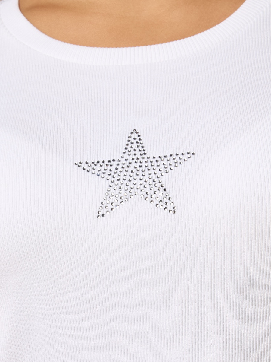 Embellished Lettuce Hem T-Shirt