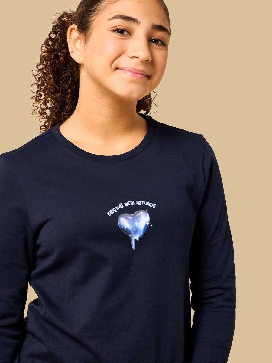 Heart Print Loose Fit Cotton T-Shirt