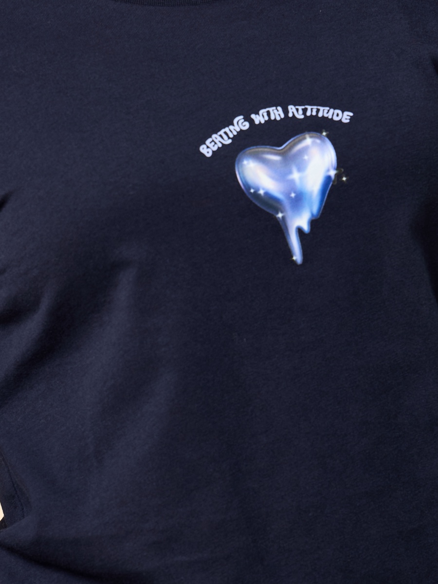 Heart Print Loose Fit Cotton T-Shirt