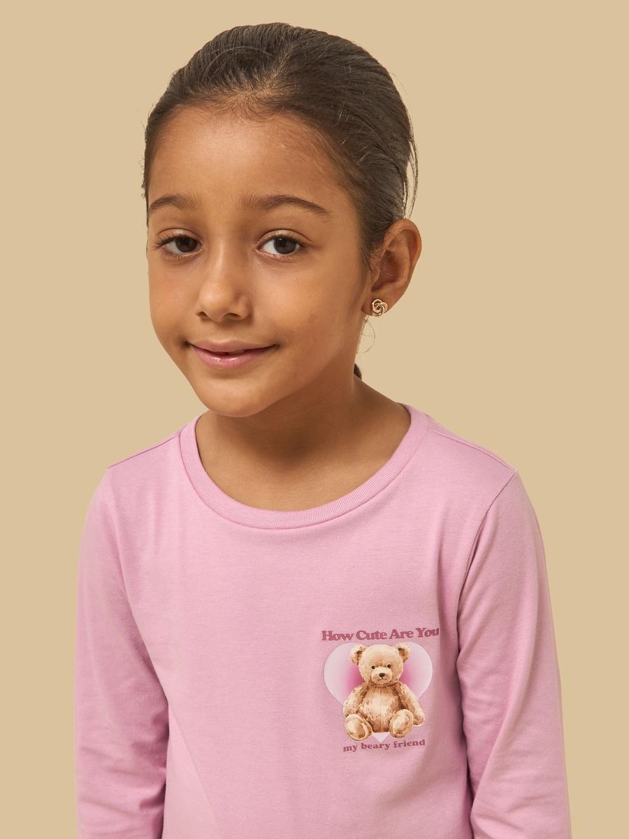 Teddy Bear Print Cotton T-Shirt