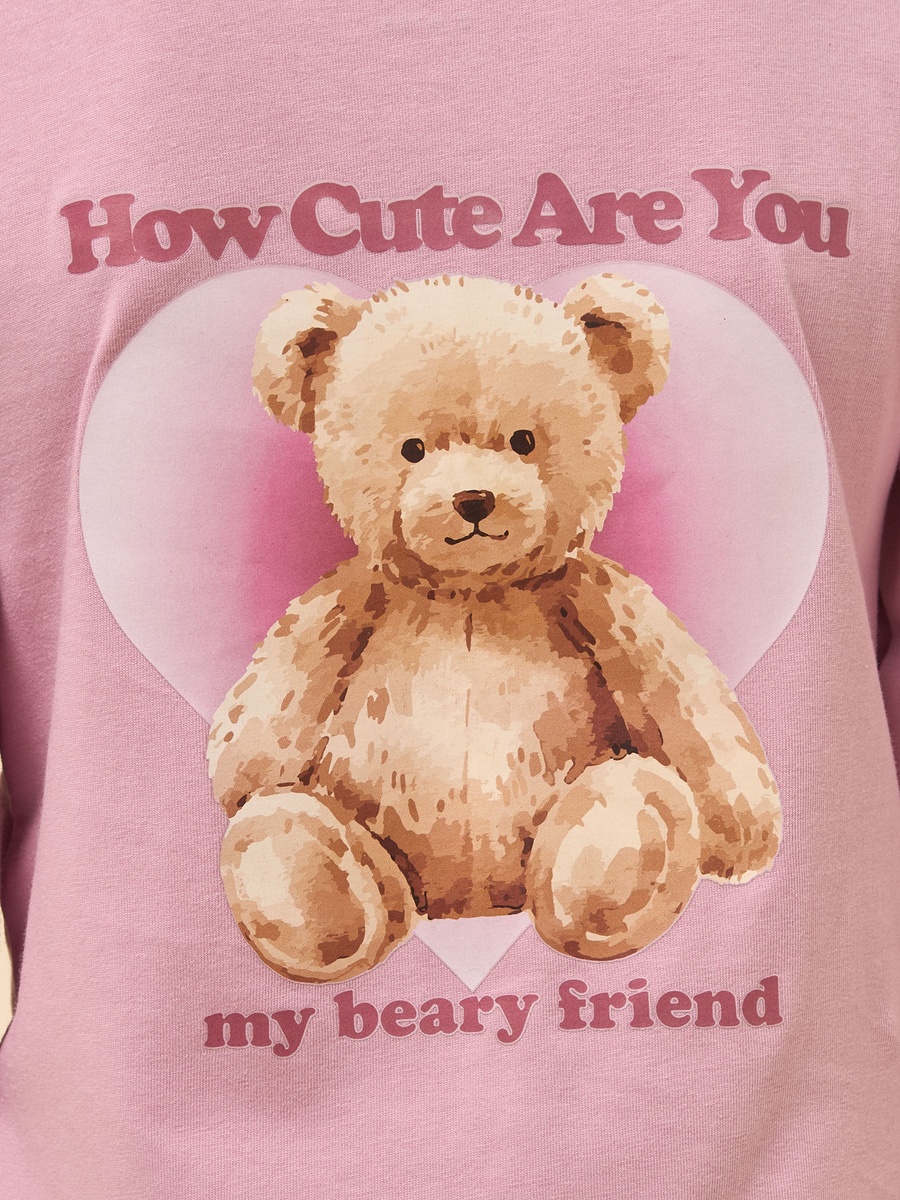 Teddy Bear Print Cotton T-Shirt