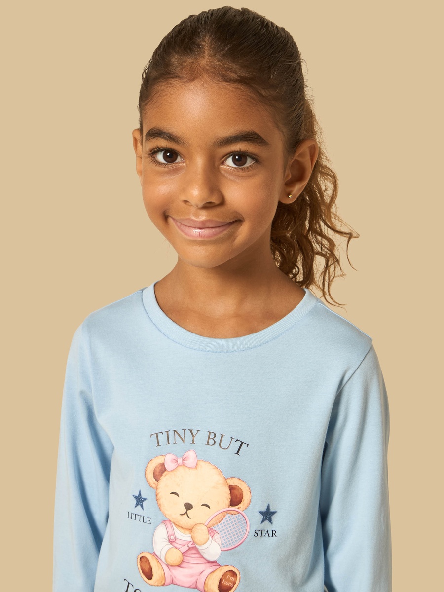 Teddy Bear Print Cotton T-Shirt